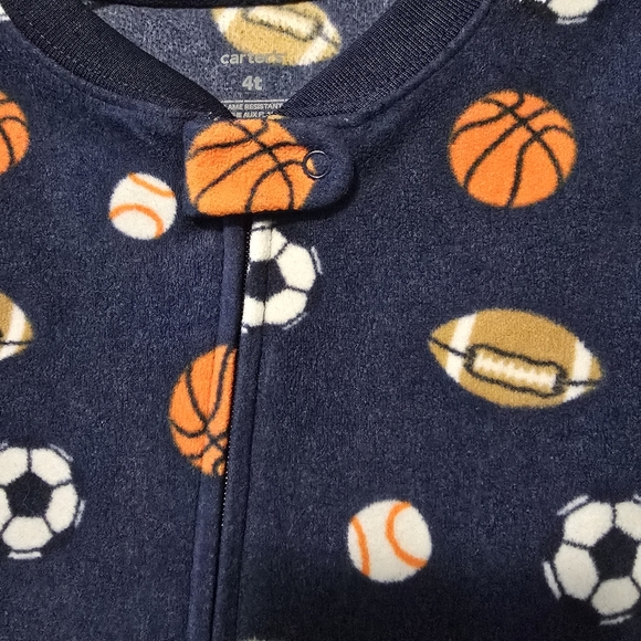 Carter's Toddler 4T Boy/Girl Sports Theme Fleece Footed Pajamas - Picture 3 of 9